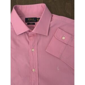 Polo Ralph Lauren Shirt Mens Size 16.5 Pink Slim Fit Button Down Long Sleeve NWT